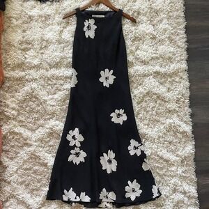 Vintage 90s Black and White Floral Maxi Dress